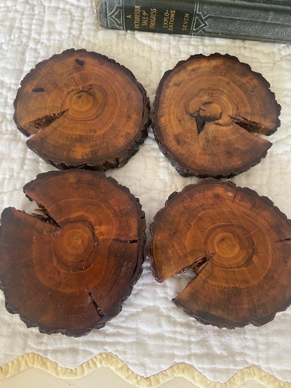 Handcrafted Natural Wood Slice Coasters - Set of 4 super nice